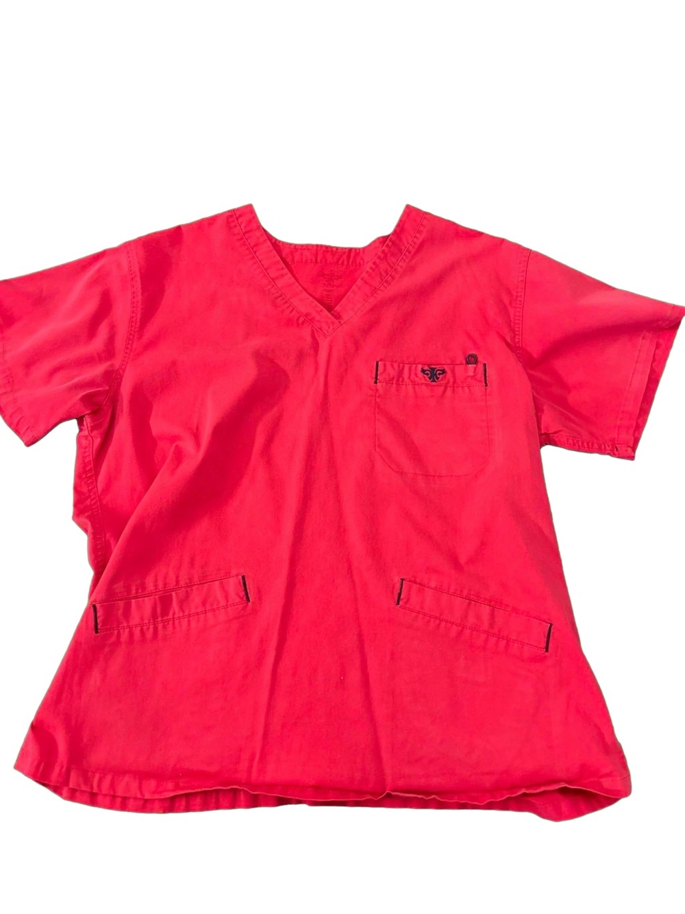 Med Couture Women's Red V-Neck Short Sleeve Scrub Top